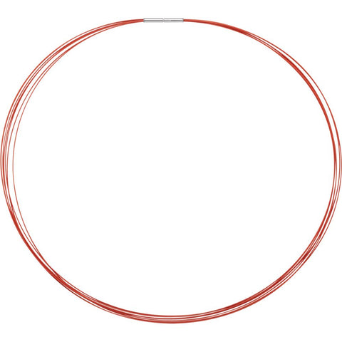 Stainless Steel/Orange-Coated 7-Strand Cable 16" Chain with 14K White Clasp