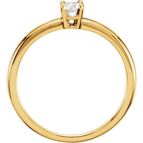 14k Yellow Gold White Sapphire "April" Youth Birthstone Ring, Size 3