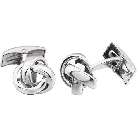 14k White Gold Knot Cuff Links