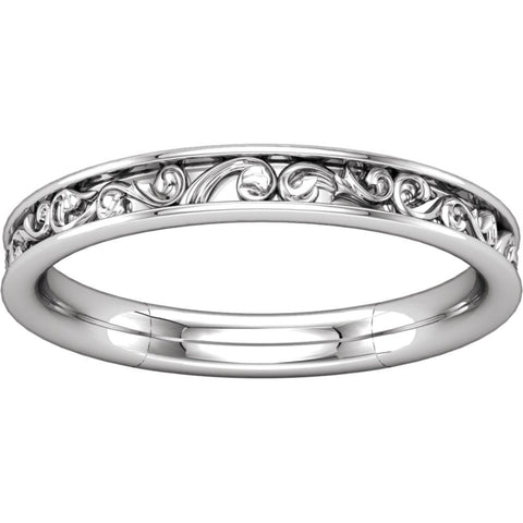 14k White Gold Sculptural-Inspired Band , Size 7