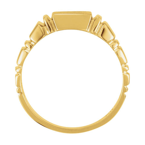 14k White Gold 11mm Men's Square Signet Ring, Size 10