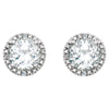 Sterling Silver Created White Sapphire & .01 CTW Diamond Earrings