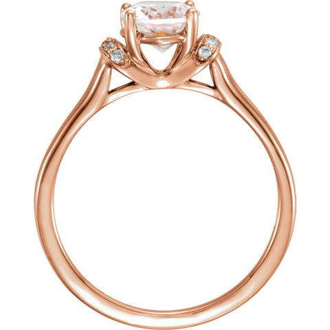 14k Rose Gold Morganite & .05 CTW Diamond Ring, Size 7