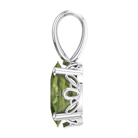 14k White Gold Peridot Pendant
