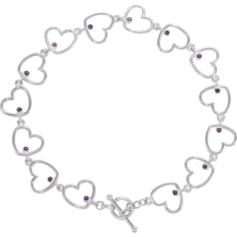 Sterling Silver Heart Link Bracelet