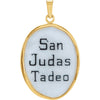 14k Yellow Gold 25x19.5mm St. Jude Hand-Painted Porcelain Medal