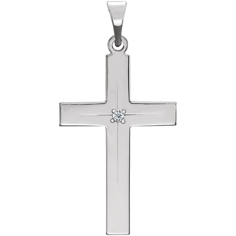14k White Gold 22x14mm Diamond Cross Pendant