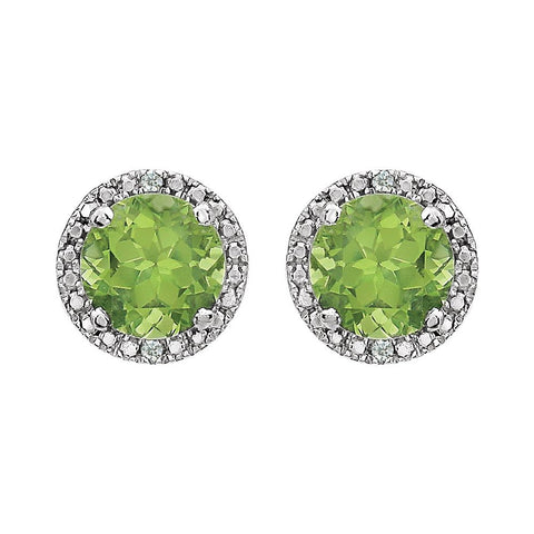 Sterling Silver Peridot & .01 CTW Diamond Earrings