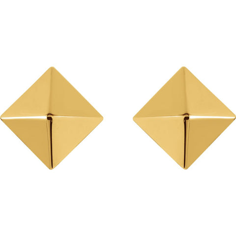 14k Yellow Gold Pyramid Earrings