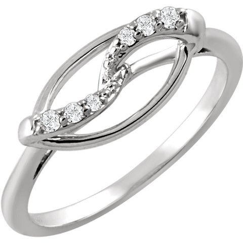 Sterling Silver .08 CTW Diamond Ring, Size 7