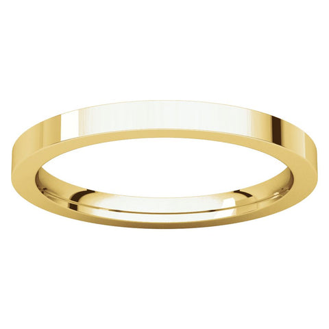 18k Yellow Gold 2mm Flat Comfort Fit Band, Size 5
