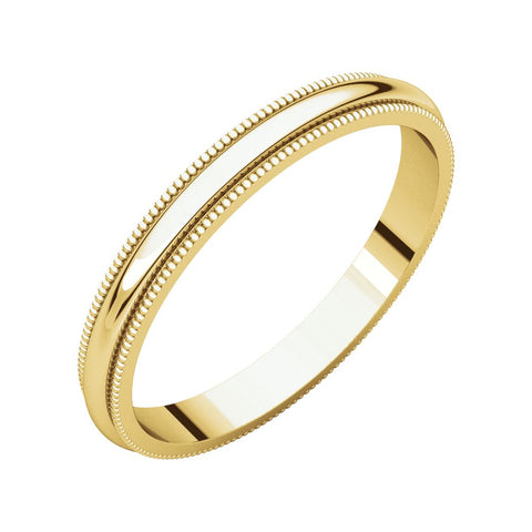 14k Yellow Gold 2.5mm Milgrain Band, Size 4