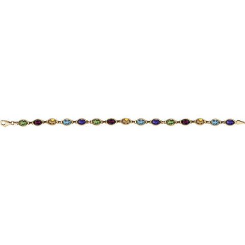 14k Yellow Gold Multi-Gemstone 7" Bracelet