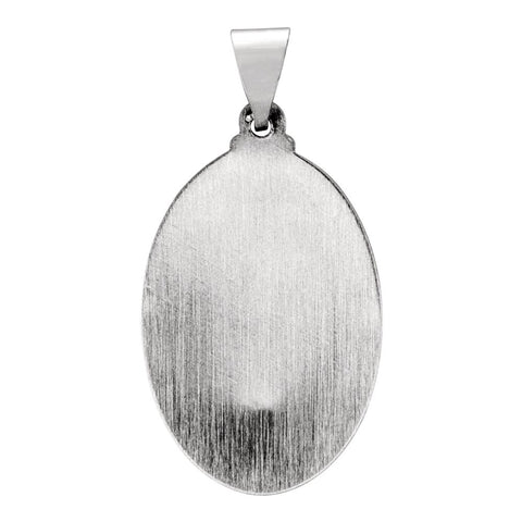 14k White Gold 23.5x16mm Oval St. Christopher Hollow Medal