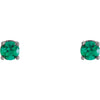 Sterling Silver Imitation Emerald Youth Earrings