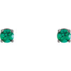 14k White Gold Imitation Emerald Youth Earrings