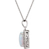 14k White Gold Created Opal & .05 CTW Diamond Necklace