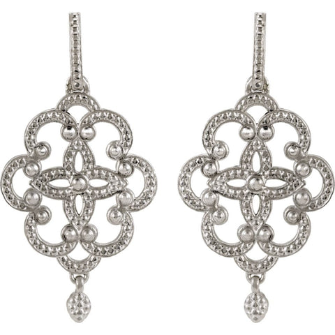 14k White Gold Granulated Earrings