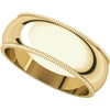 14k Yellow Gold 7mm Milgrain Wedding Band, Size 11