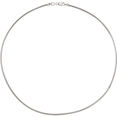 Sterling Silver 2mm Round Snake 20" Chain