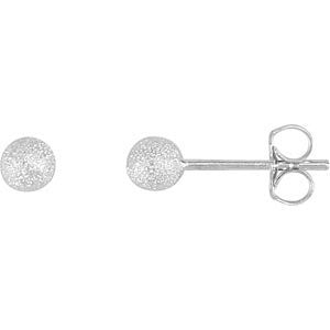 Sterling Silver 4mm Stardust Ball Earrings
