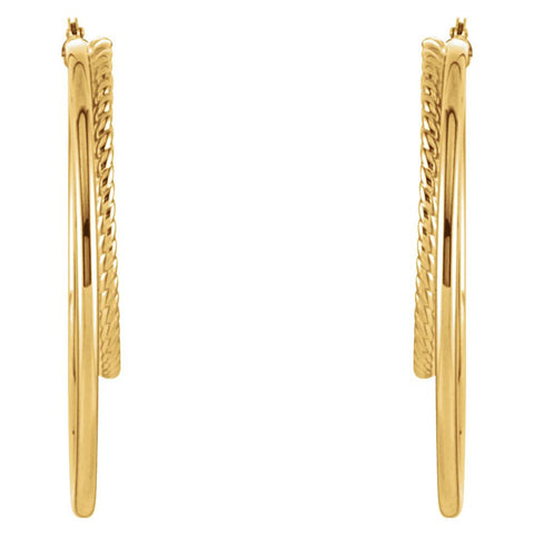 14k Yellow Gold Oval Hoop Earrings