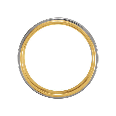 14K Yellow & White 7.5mm Flat Edge Comfort-Fit Band Size 10
