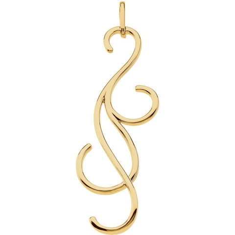 14k Yellow Gold Swirl & Curl Pendant