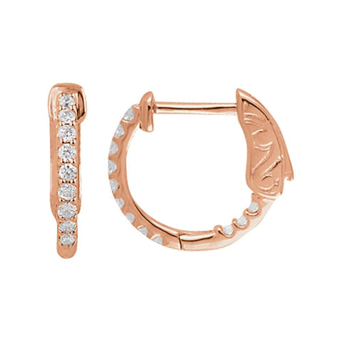 14k Rose Gold 1/4 CTW Diamond Inside/Outside Hoop Earrings