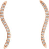 14k Rose Gold 1/6 CTW Diamond Wavy Ear Climbers