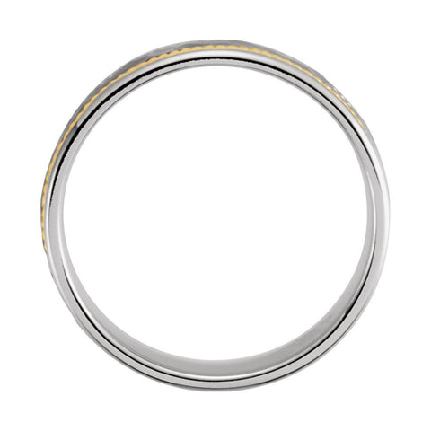 14K White & Yellow Gold 8mm Hammered Hand-Woven Band Size 10