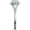 14k White Gold Aquamarine & 1/5 CTW Diamond Ring, Size 7