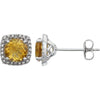 Pair of 0.015 CTTW Halo-Styled Button Earrings in Sterling Silver