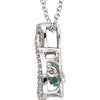 14k White Gold Emerald & 1/6 CTW Diamond 18" Mystara® Necklace