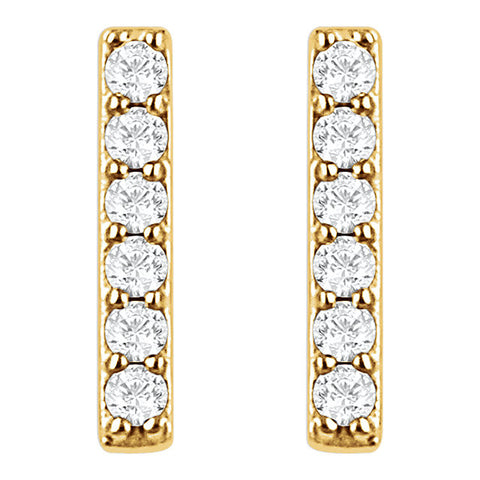 14k Yellow Gold 1/10 CTW Diamond Vertical Bar Earrings