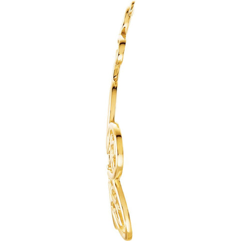 14k Yellow Gold Flower & Butterfly Necklace Center