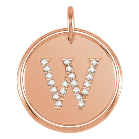 14k Rose Gold 1/10 CTW Diamond Initial "W" Pendant