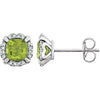 14k White Gold Peridot & 1/10 ctw. Diamond Earrings