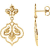 Pair of 31X18mm Metal Fashion Dangle Earring in 14K Yellow Gold