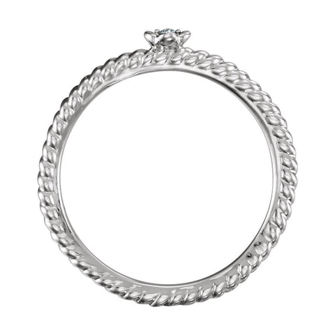 14k White Gold .01 CTW Diamond Stackable Ring, Size 7