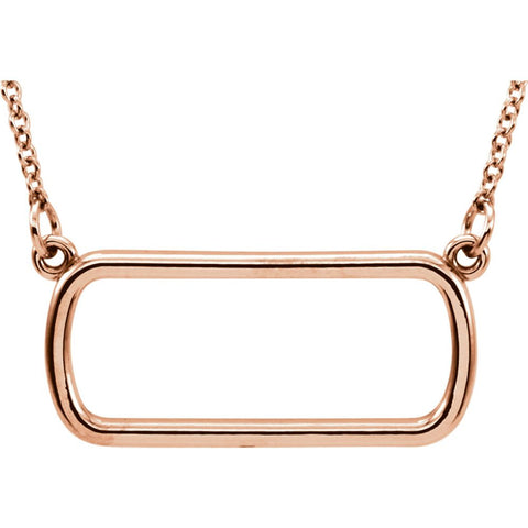 14k Rose Gold Soft Rectangle 16" Necklace