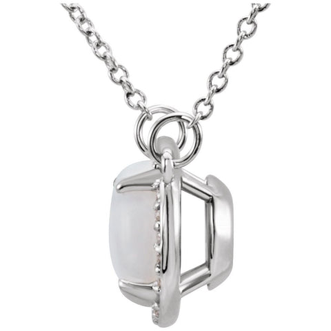14k White Gold Opal & .05 CTW Diamond 16" Necklace