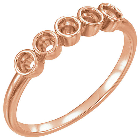 14k Rose Gold Ring Mounting, Size 7