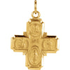 18.00x18.00 mm 4-Way Cross Medal in 14K Yellow Gold