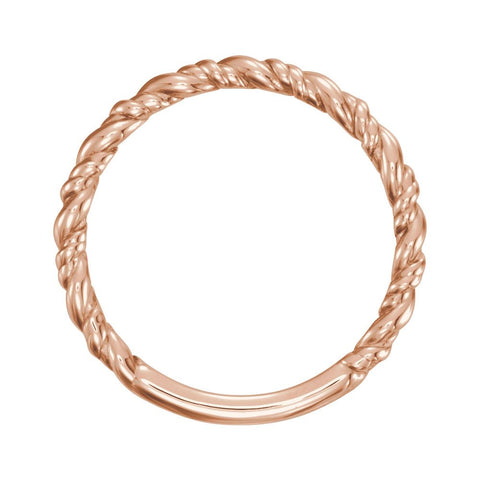 14k Rose Gold Stackable Rope Ring, Size 7
