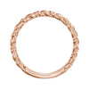 14k Rose Gold Stackable Rope Ring, Size 7