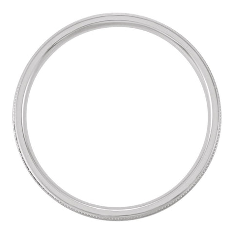 14k White Gold 4mm Flat Edge Comfort Fit Milgrain Satin Finish Band Size 10