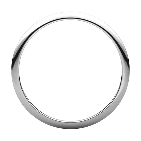 18k White Gold 1mm Half Round Band, Size 6