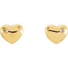 14k Yellow Gold .02 CTW Diamond Heart Earrings