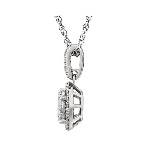 14k White Gold 1/2 CTW Halo-Style Diamond 18" Necklace